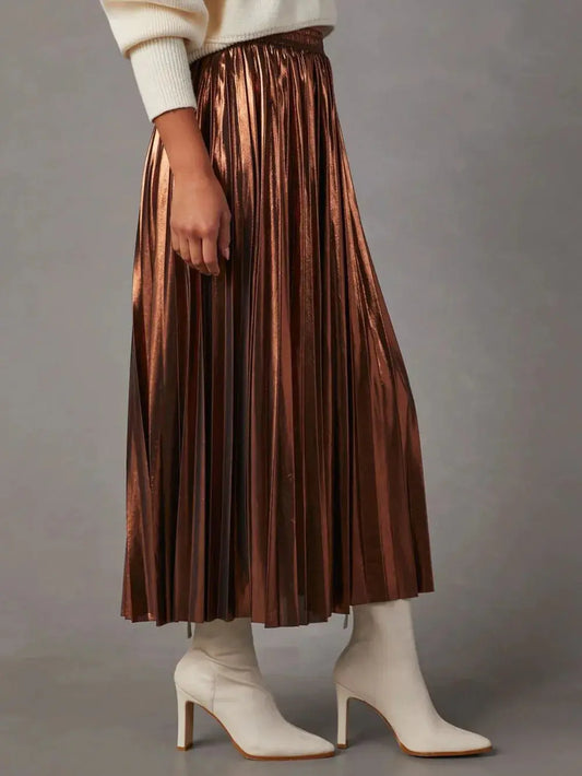 Pleated Midi Skirt Trendsi