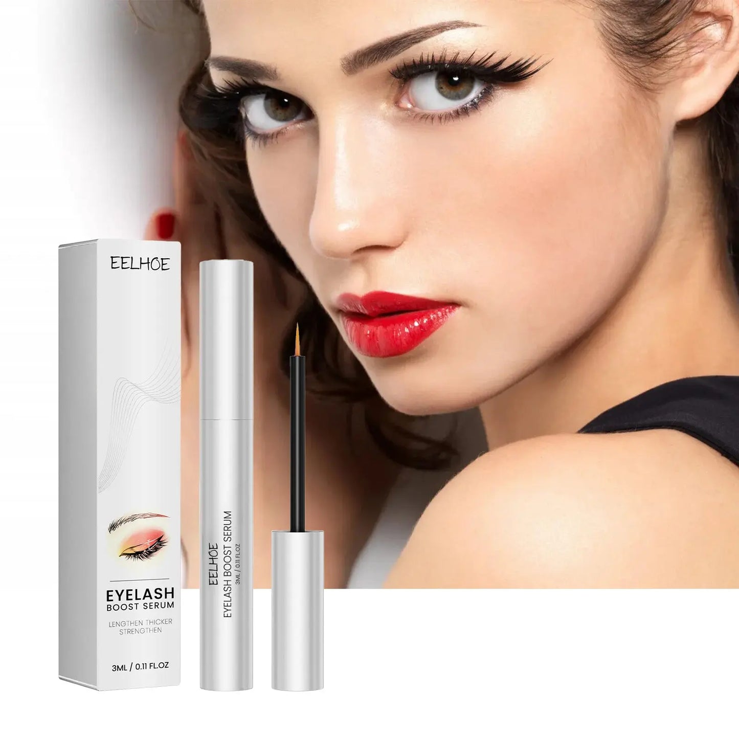 Eyelash Boost Serum, Natural Beauty Slim Long Gentle Thick Black Curl Lasting Without Smudding Mascara eprolo
