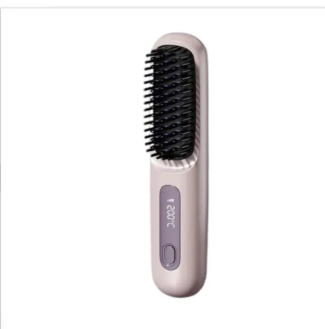 2 In 1 Straight Hair Comb Wireless Hair Straightener Brush Hair Fast Heating Portable Hot Curler USB Charging Easy Bazaar