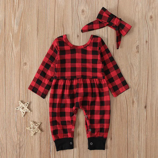 Girls' long-sleeved plaid one-piece two-piece suit eprolo