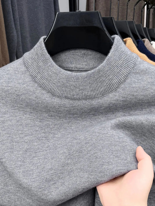 Men's Plus Size Mock Neck Long Sleeve Knit Top Trendsi