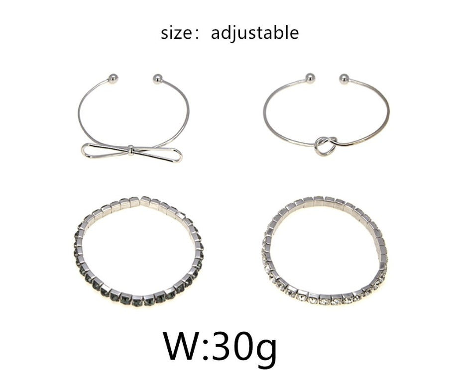 Modyle Gold Color Crystal Wedding Bracelets Set CZ Stone Heart Bracelets Bangles For Woman