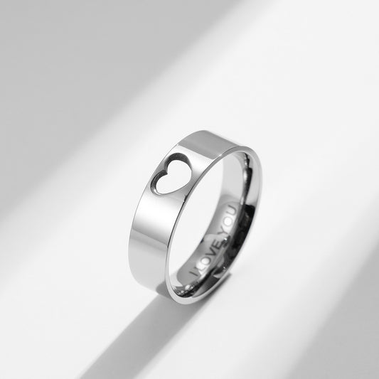 Jewelry Titanium Steel Heart-Shaped Hollow Couple Pair Ring Ring Men And Women Proposal Engagement Ring Gift