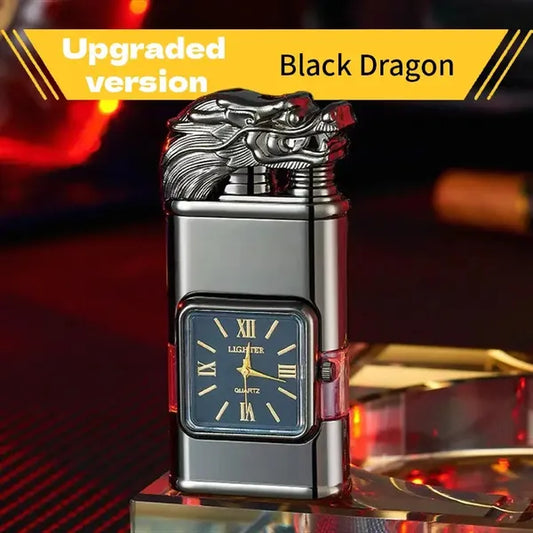 June 15 Father's Day Gift, Butane Lighter, Magic Dual Flame Lighter, Windproof Jet & Soft Flame Switchable Lighter, Quartz Dial Lighter With Inverted Flame,