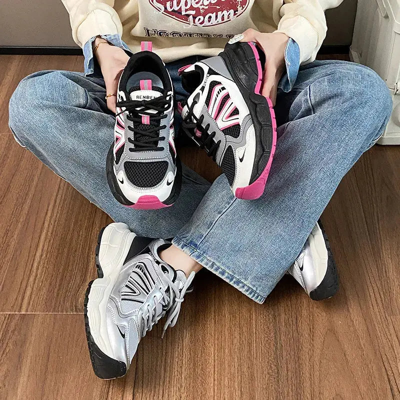 Lace-Up Platform Athletic Shoes Trendsi