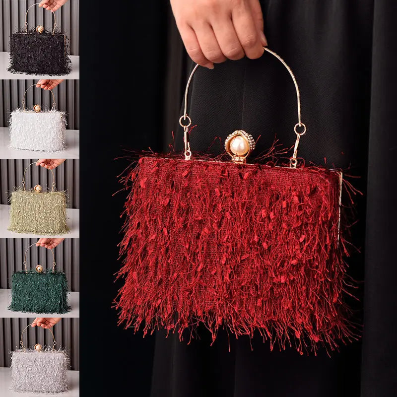 Tassel Handbags Women Dress Party Evening Bag Fashion Luxury Designer Square Bags Crossbody Shoulder Bag Ladies Easy Bazaar