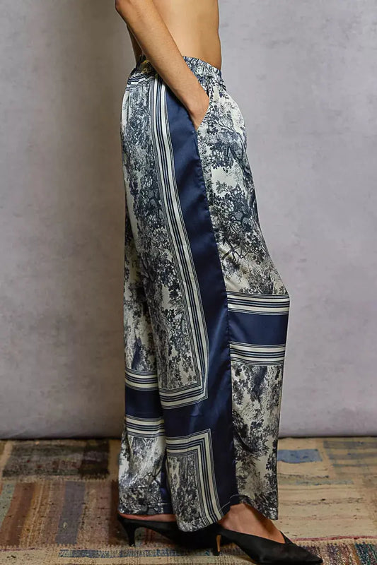 POL Floral Printed Woven Wide Leg Drawstring Pants Trendsi