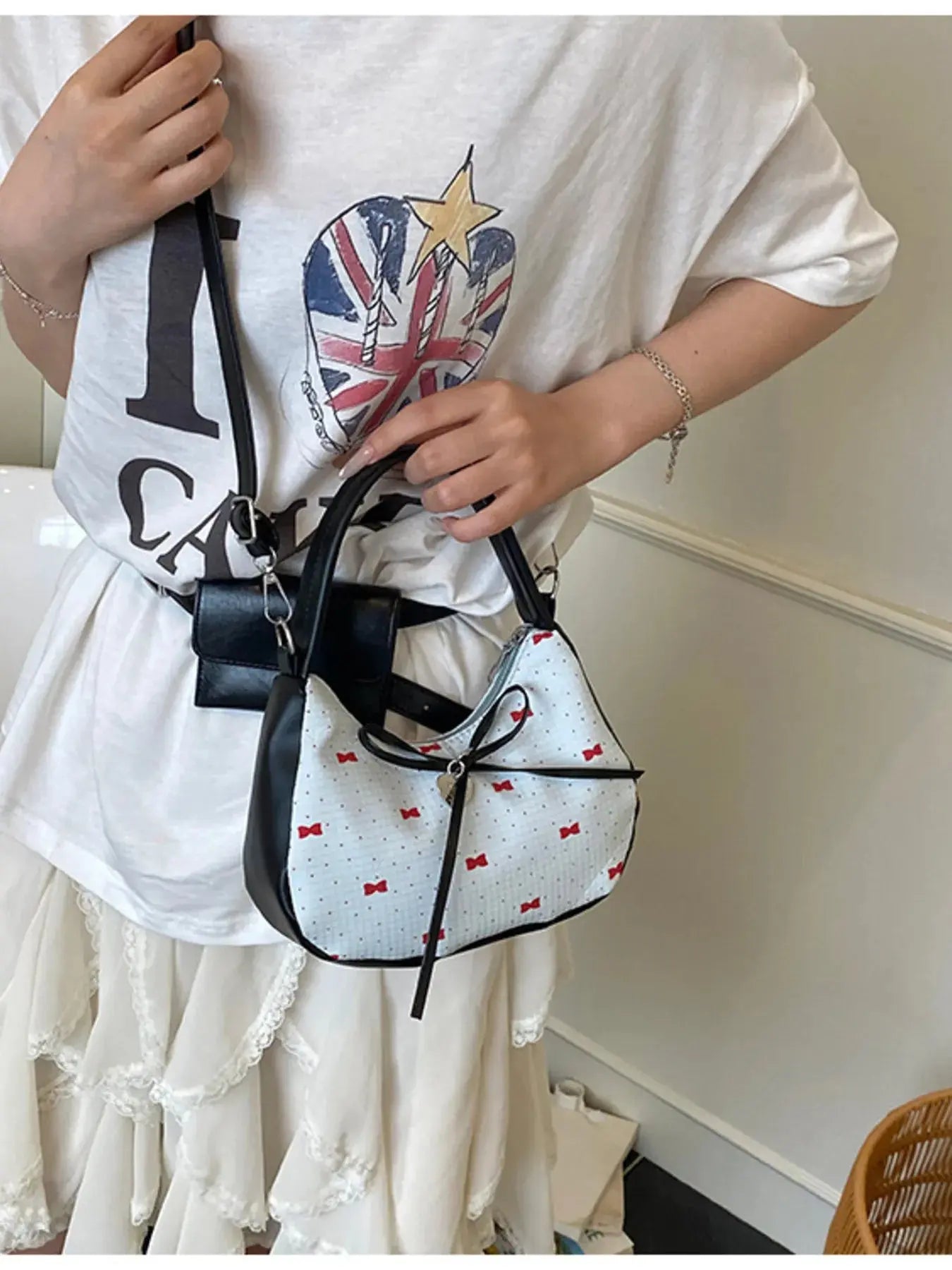Printed Bow Shoulder Bag Trendsi