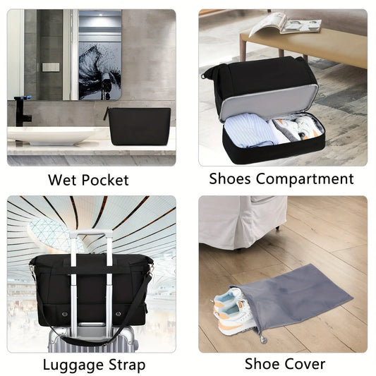 Women's Travel Duffel Bag, Sports Gym Yoga Duffel Bag Weekender Overnight Totes Bag Easy Bazaar