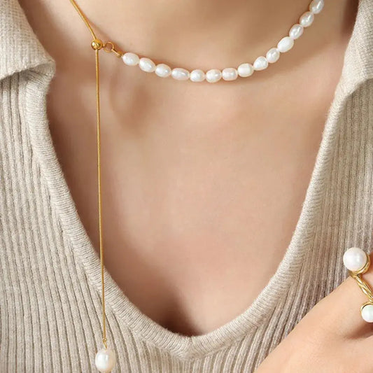 18K Gold-Plated Pearl Necklace Trendsi