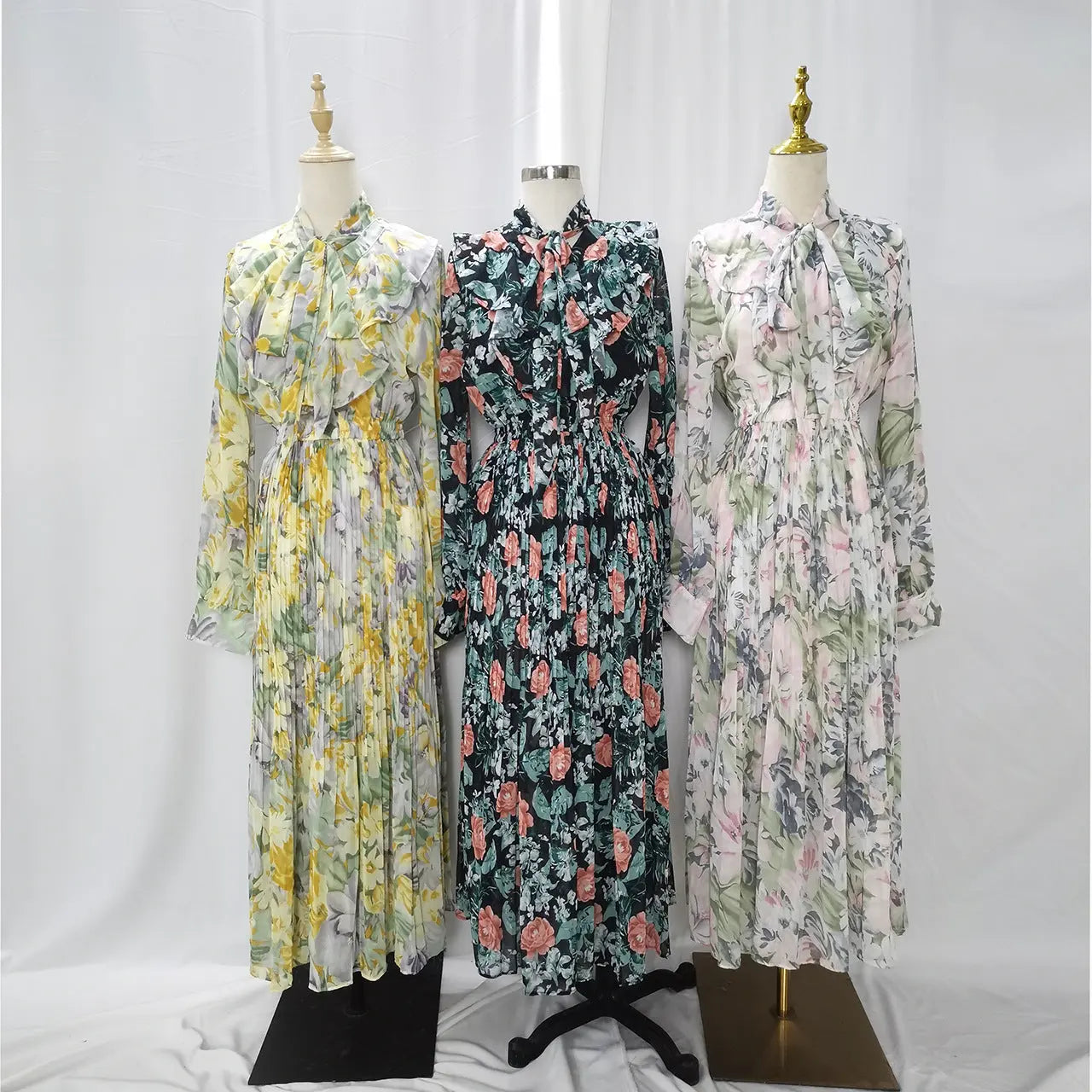 Muslim Malay Indonesian Ruffled Printed Dress Easy Bazaar