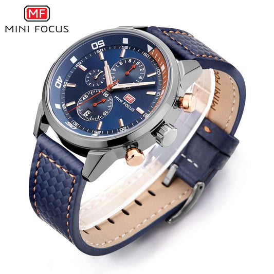 MF0017G Watches Men Luxury Brand MINI FOCUS Quartz Fashion Leather Watch Man Chronograph Male Wristwatch Men relogio masculino