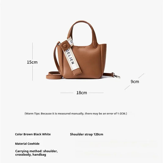 Cattlehide Leather Cross Body Bucket Bag Easy Bazaar