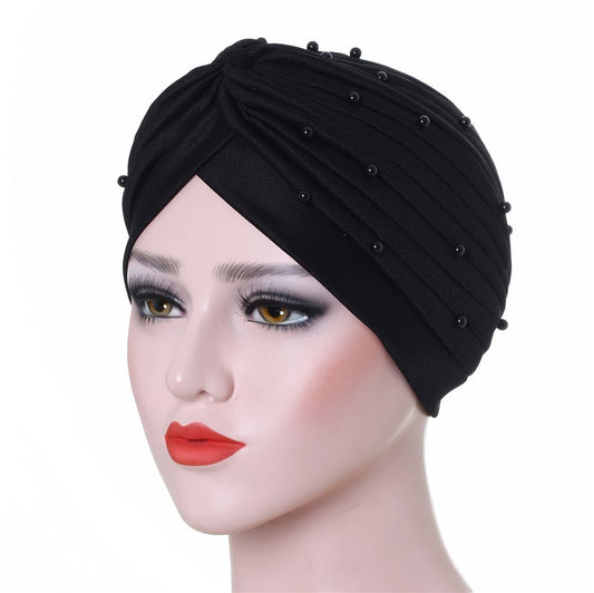 Cotton solid folds pearl muslim turban scarf women islamic inner hijab caps Arab wrap head femme musulman turbante mujer