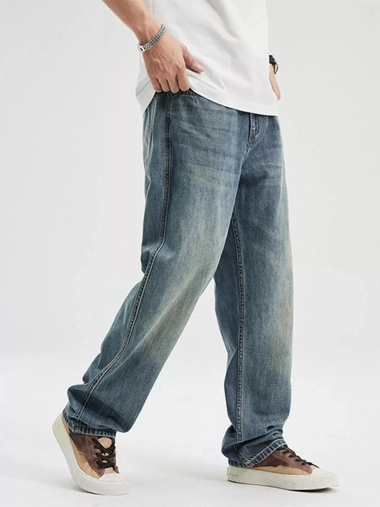 Men's Washed Relaxed Fit Jeans Trendsi
