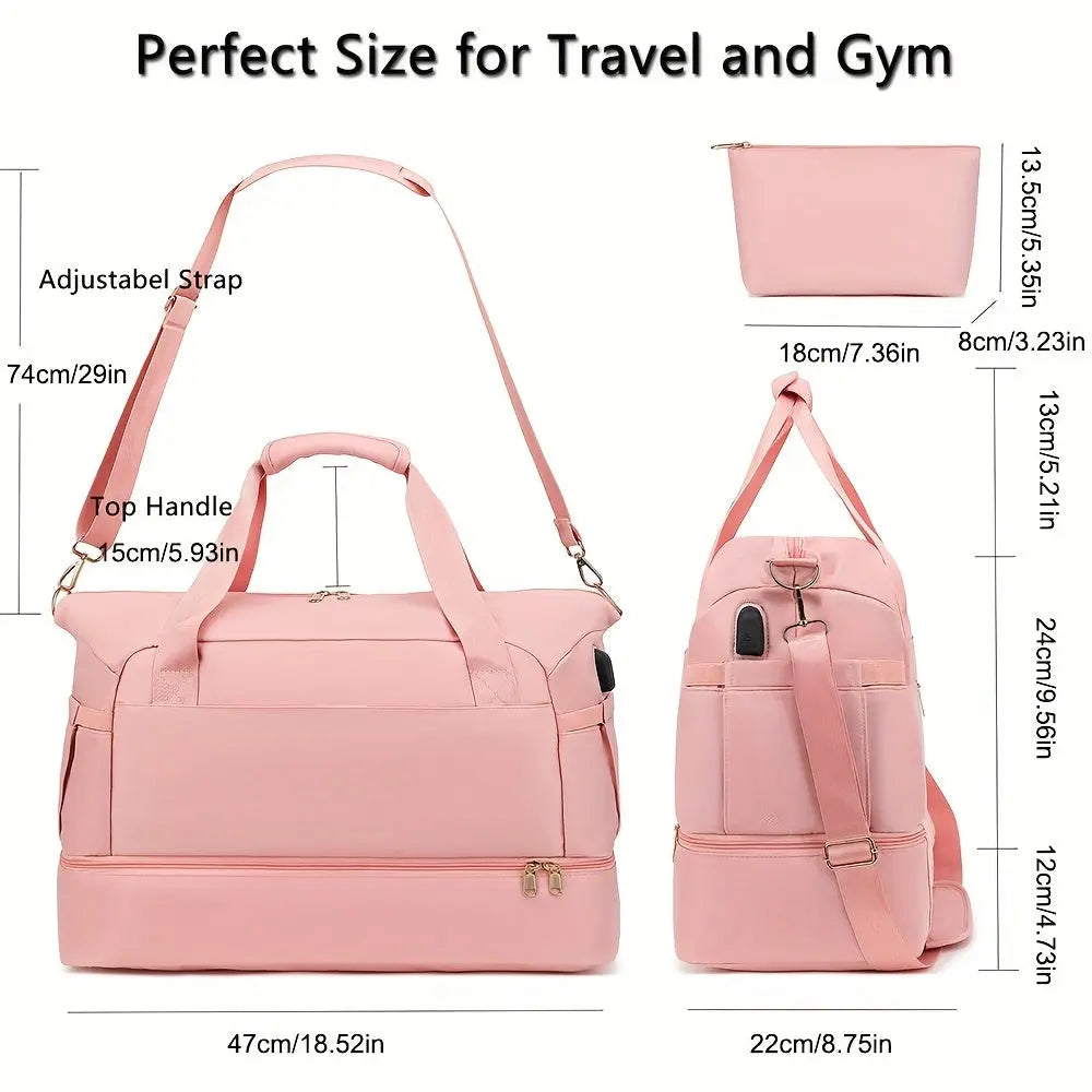 Women's Travel Duffel Bag, Sports Gym Yoga Duffel Bag Weekender Overnight Totes Bag Easy Bazaar