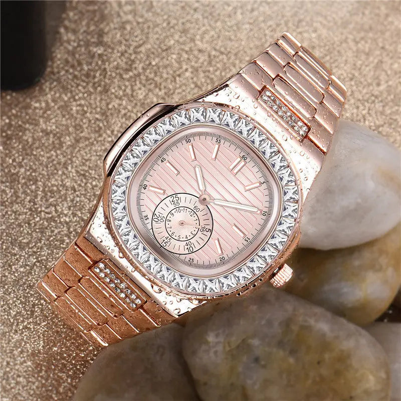 Mens Fashion Alloy Luxury Brand Diamond Gifts Watches Easy Bazaar