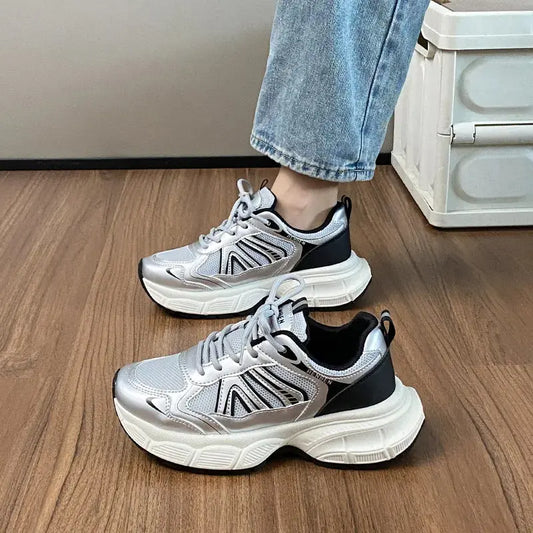 Lace-Up Platform Athletic Shoes Trendsi