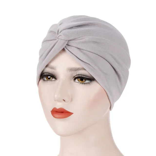Muslim Women Stretch Cotton Striped Beanie Turban Chemo Hat Head Wrap Cap Headwear for Cancer Patients