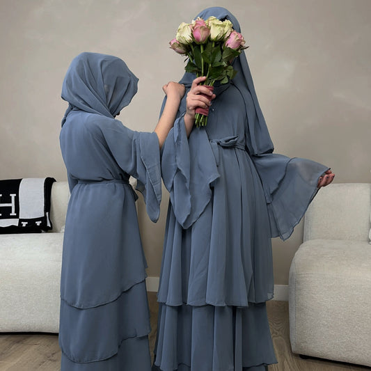 Elegant Children's Family Matching Cardigan Abaya