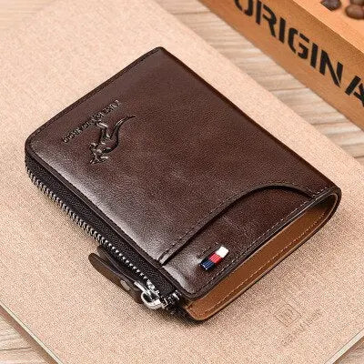 New Men Wallets Fashion Short Desigh Zipper Card Holder Men Leather Purse Solid Coin Pocket High Quality Male Purse eprolo