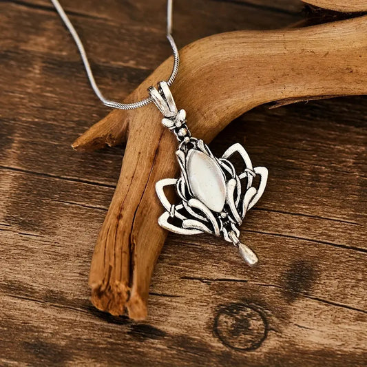 Retro Waterdrop-Shaped Hollow Lotus Pendant