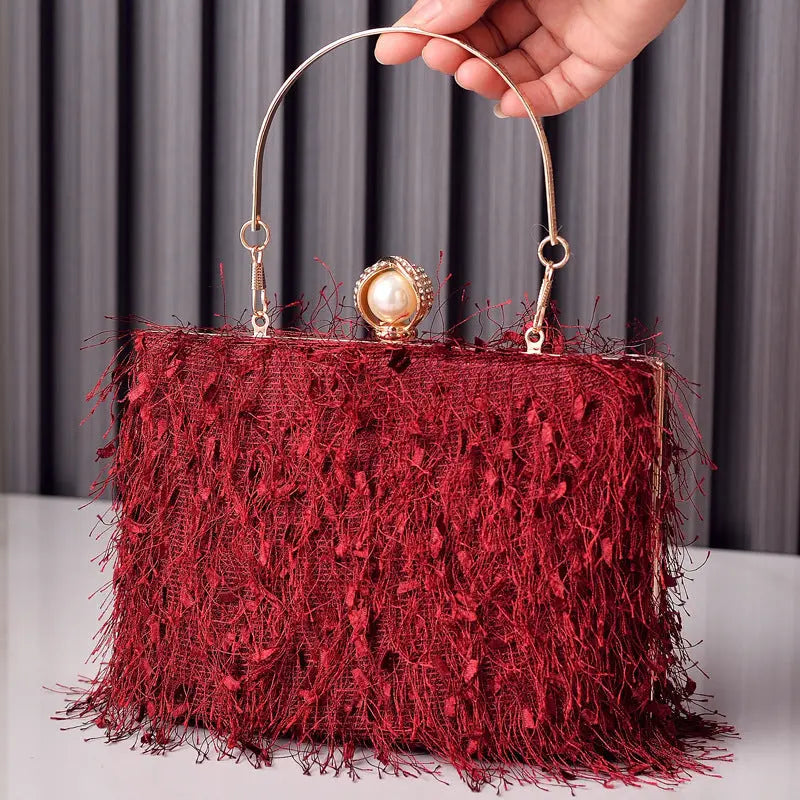 Tassel Handbags Women Dress Party Evening Bag Fashion Luxury Designer Square Bags Crossbody Shoulder Bag Ladies Easy Bazaar