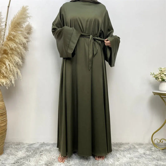 Women's Lace Up Satin Muslim Dress Easy Bazaar