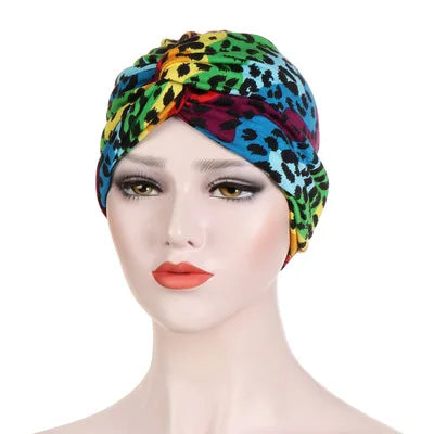 Stretch Cotton Striped Beanie Turban Cap Headwear