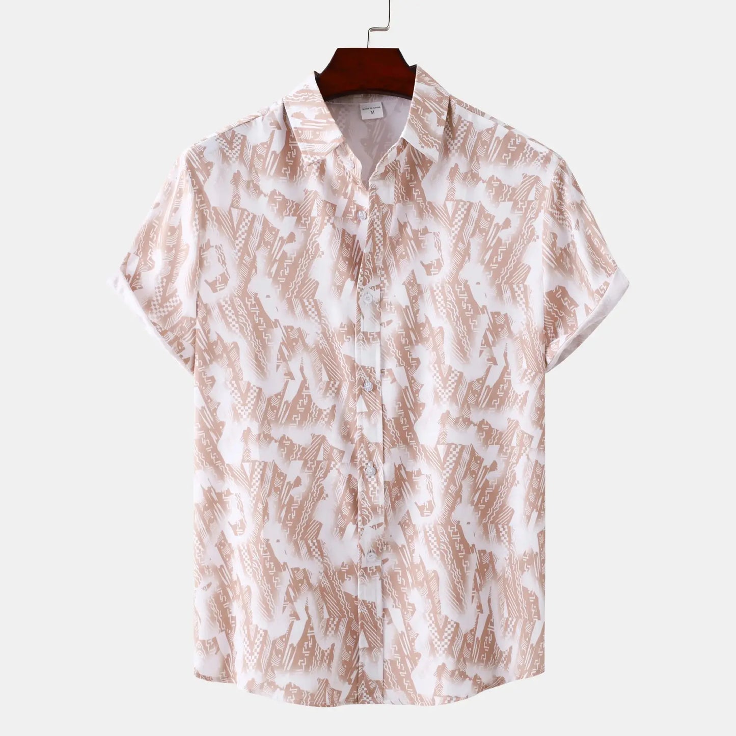 Men's Plus Size Printed Short Sleeve Button-Up Shirt Trendsi