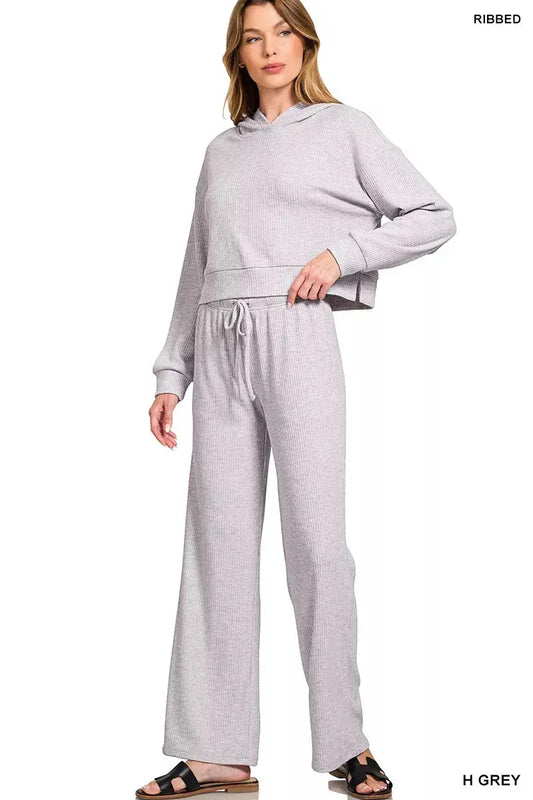 Zenana Ribbed Drawstring Lounge Pants Trendsi