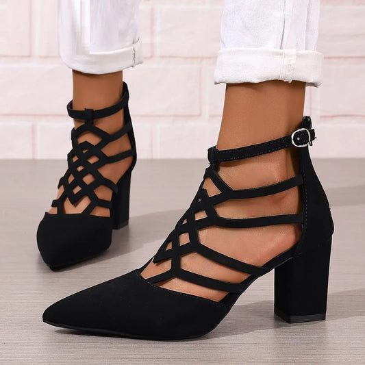 Fashion High Heel Professional Pointed-toe Hollowed High Heel Sandals Easy Bazaar
