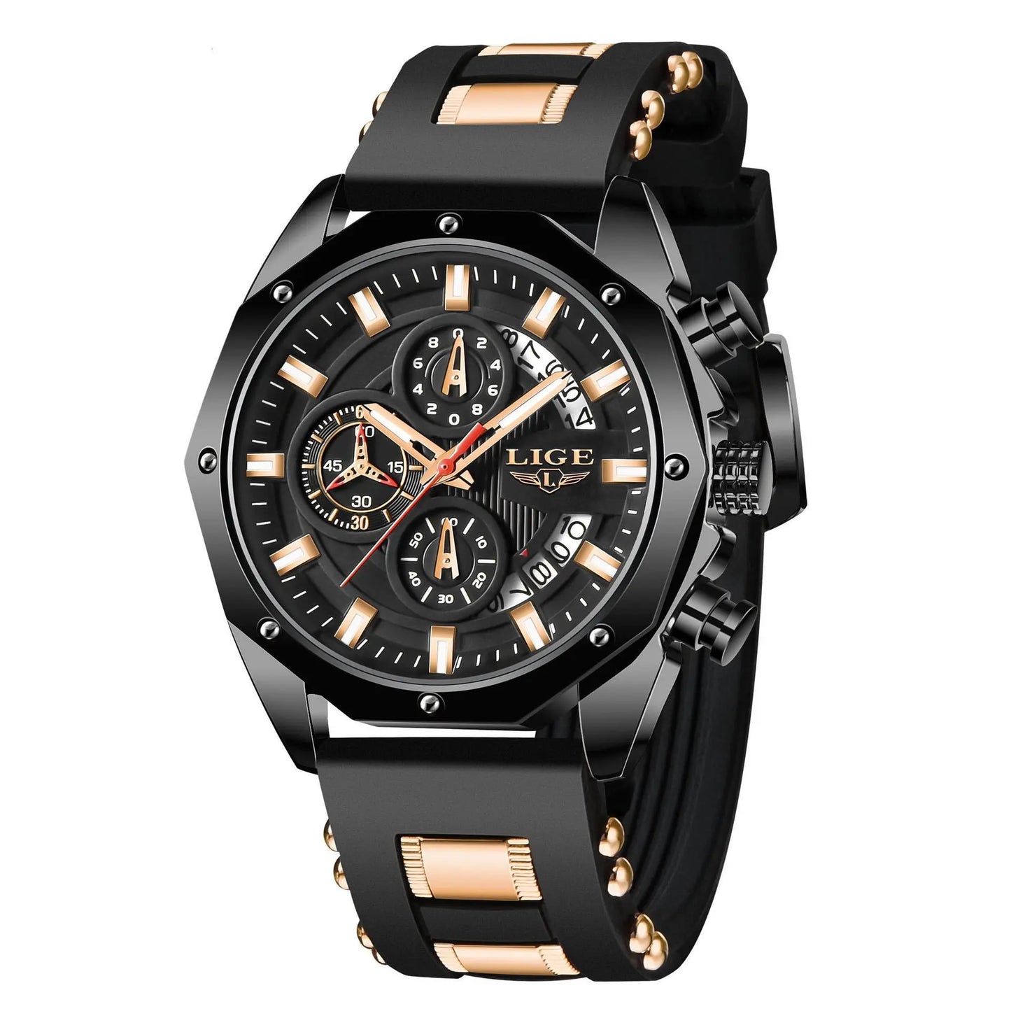 Fashion Mens Watches Top Brand Luxury Silicone Sport Watch Men Quartz Date Clock Waterproof Wristwatch Chronograph Easy Bazaar