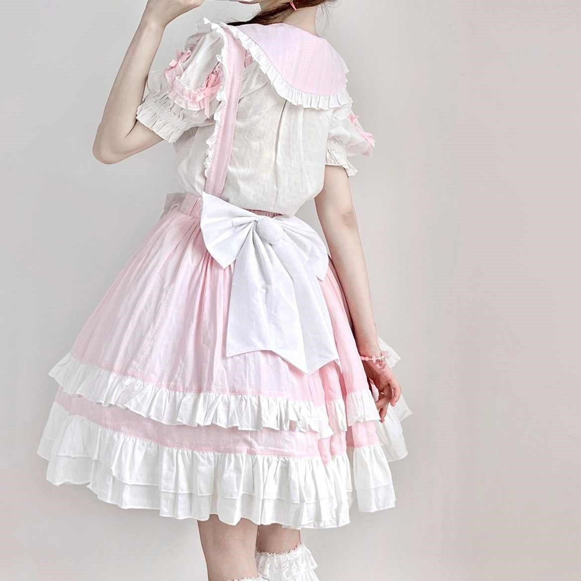 Cute Suspender Skirt Outfit Lolita Dresses Women