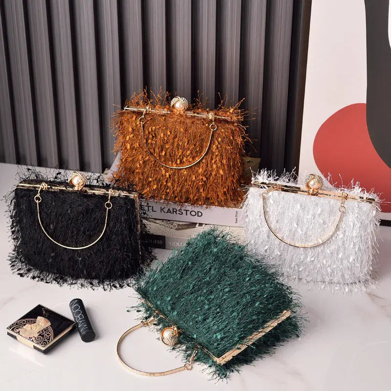 Tassel Handbags Women Dress Party Evening Bag Fashion Luxury Designer Square Bags Crossbody Shoulder Bag Ladies Easy Bazaar