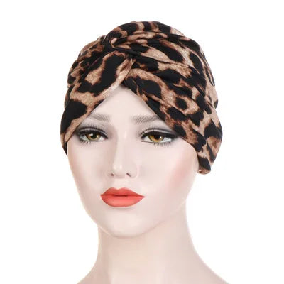 Stretch Cotton Striped Beanie Turban Cap Headwear