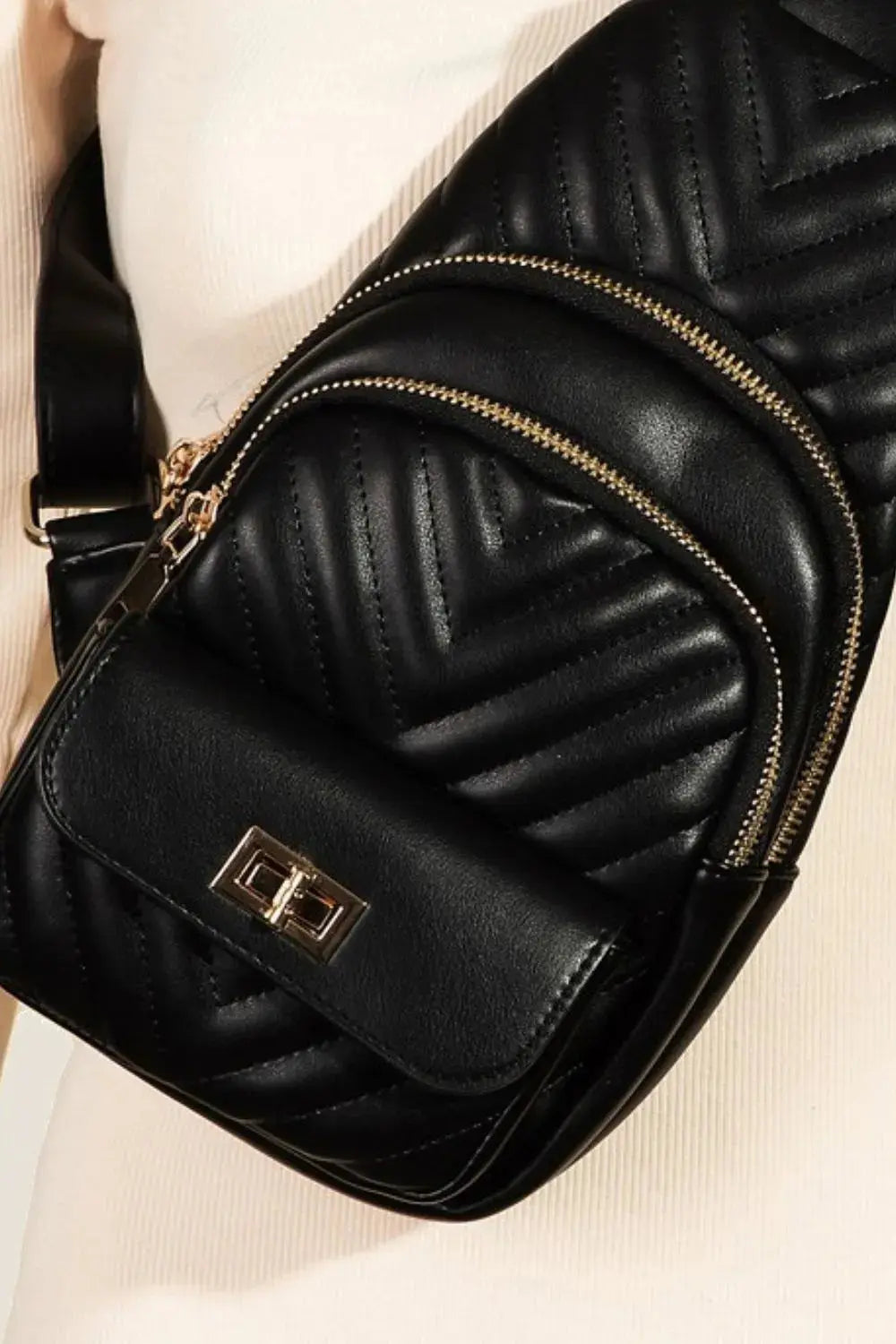 Fame Faux Leather Cushioned Sling Bag Trendsi