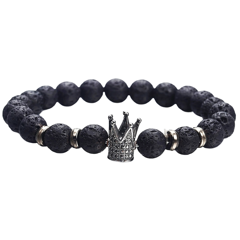 Beaded Charm Bracelet Classic Bangle Women Girls featuring intricate beads and crown charm design.