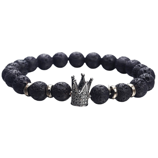 Beaded Charm Bracelet Classic Bangle Women Girls featuring intricate beads and crown charm design.