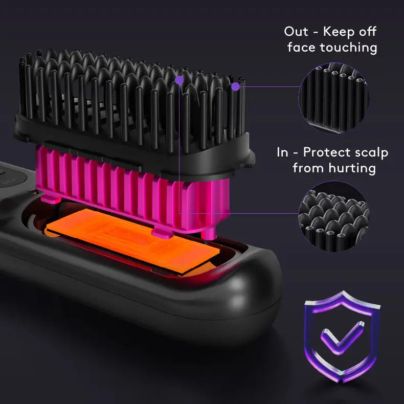 2 In 1 Straight Hair Comb Wireless Hair Straightener Brush Hair Fast Heating Portable Hot Curler USB Charging Easy Bazaar