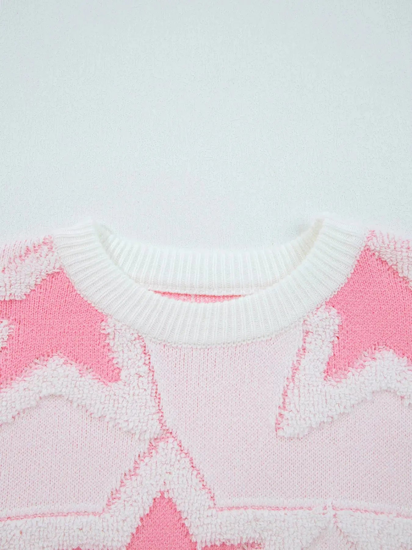 Oversized Star Pattern Ribbed Edge Drop Shoulder Sweater Trendsi