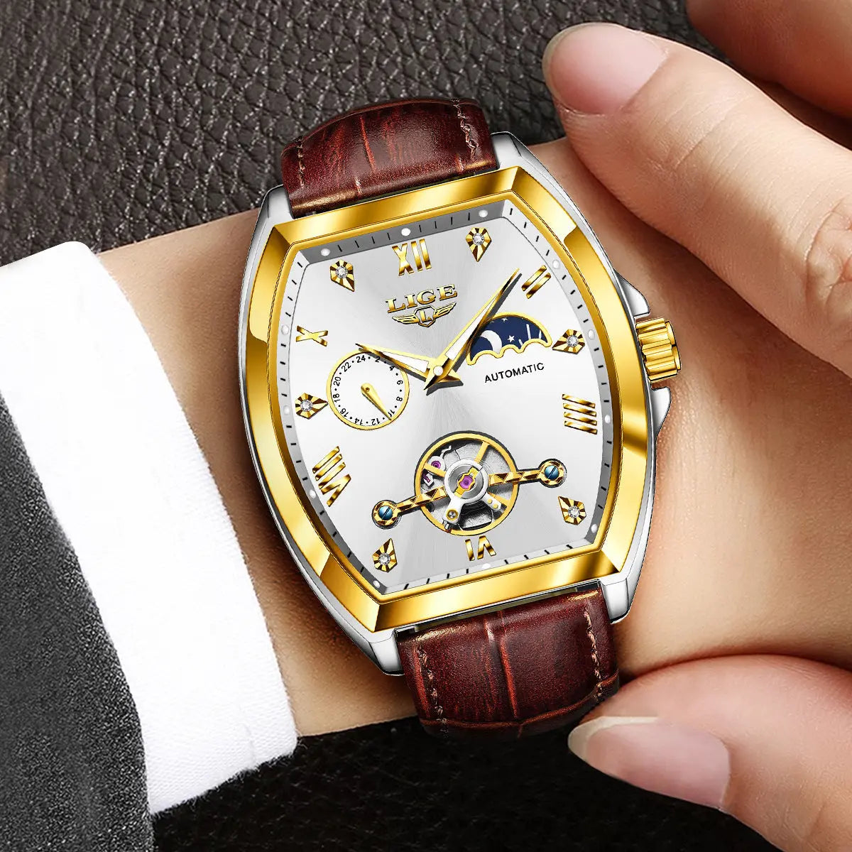 Men's Tourbillon Mechanical Watch Multifunctional Waterproof Easy Bazaar