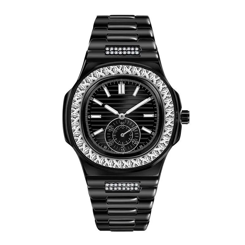 Mens Fashion Alloy Luxury Brand Diamond Gifts Watches Easy Bazaar