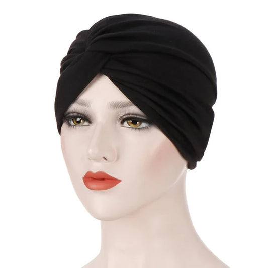 Muslim Women Stretch Cotton Striped Beanie Turban Chemo Hat Head Wrap Cap Headwear for Cancer Patients