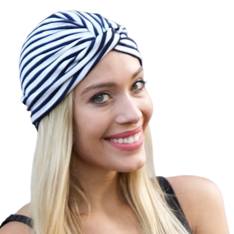 Cotton Striped Beanie Turban Head Wrap Girls