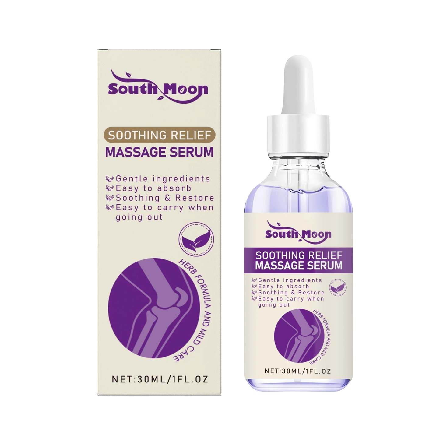 Soothing Relief Massage Serum packaging for women muscle relaxation