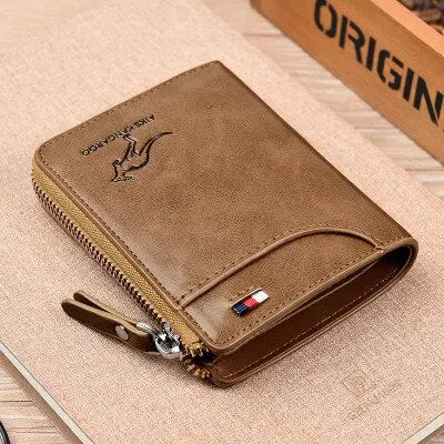 New Men Wallets Fashion Short Desigh Zipper Card Holder Men Leather Purse Solid Coin Pocket High Quality Male Purse eprolo