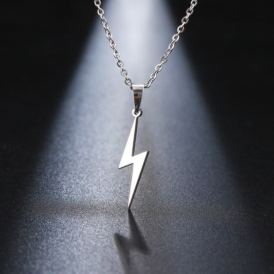 Lightning bolt necklace stainless steel pendant jewelry for women 45cm