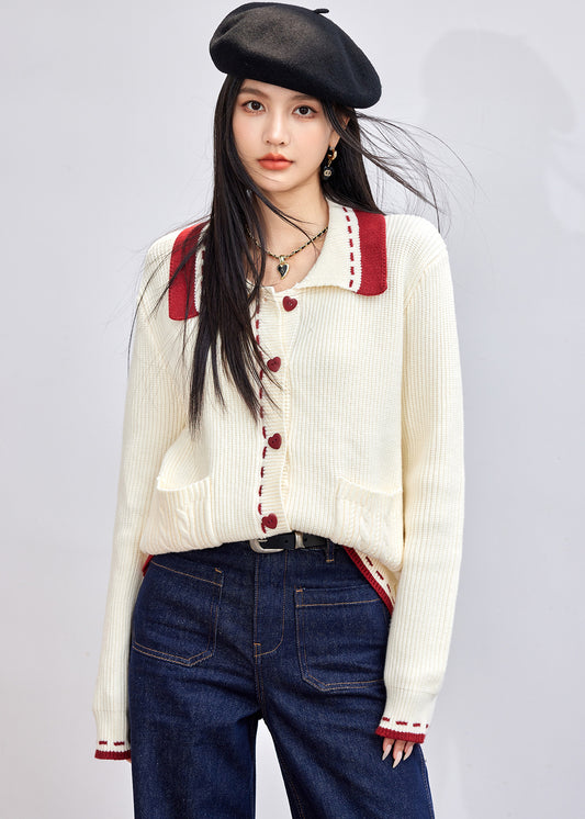 Casual Knit Cardigan with Turn-down Collar for WomenOversized Sweater TopAutumn/Winter Fashion Outerwear