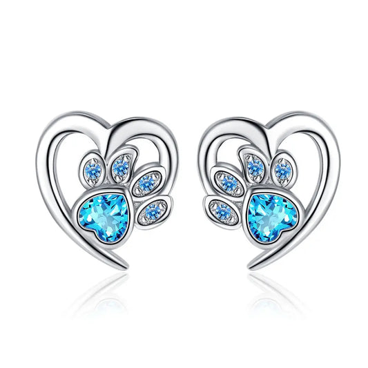 Heart-shaped Blue Heart-shaped Zircon Stud Earrings Small Easy Bazaar